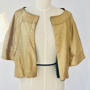 Cropped Gold Tea Coat Jacket